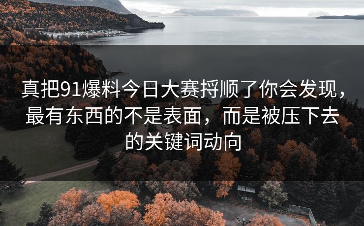 真把91爆料今日大赛捋顺了你会发现，最有东西的不是表面，而是被压下去的关键词动向